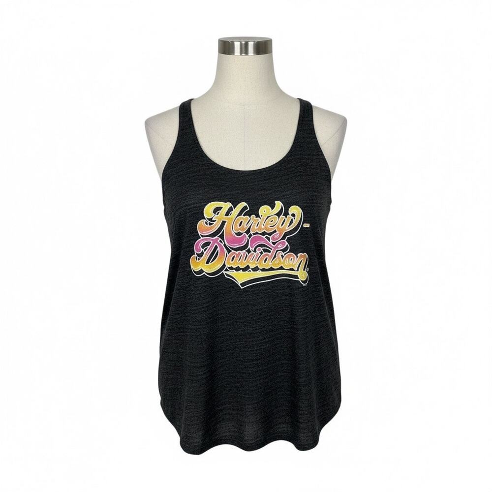 Harley-Davidson Women’s Graphic Racerback Tank Top Size L Dark Gray